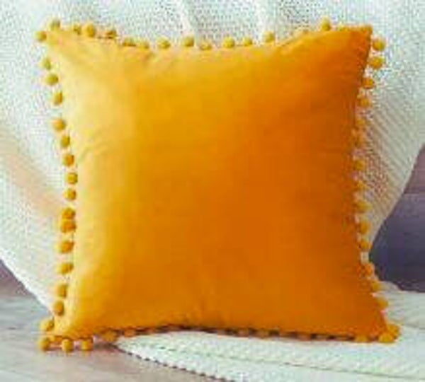 Coussin pompon Jaune