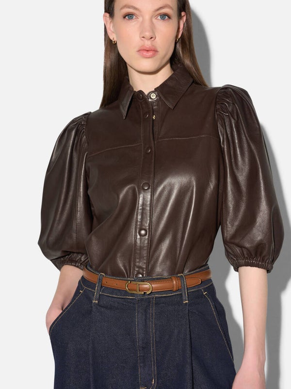 JANICE lars leather blouse brown