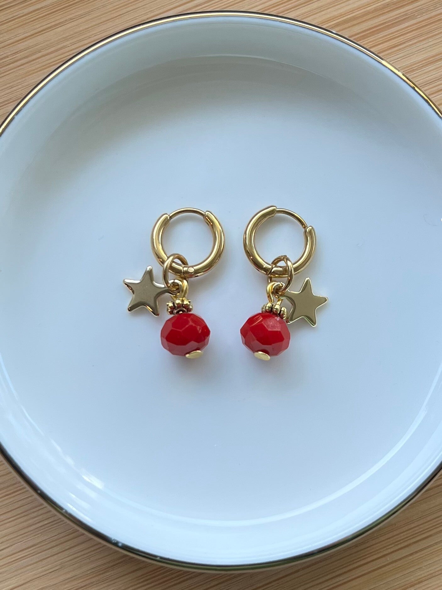 Oorbellen kraal rood