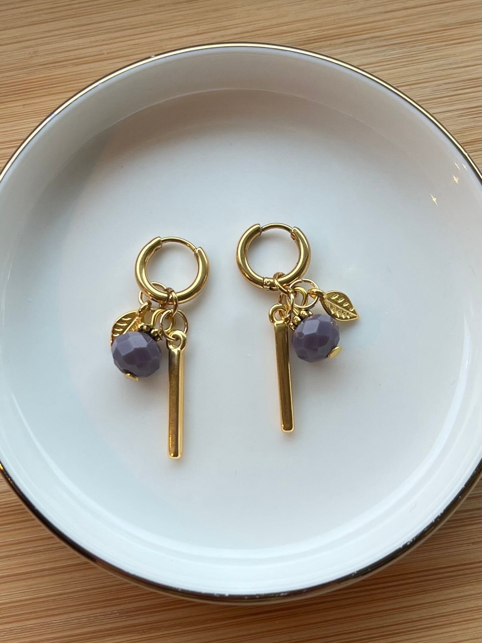 Oorbellen kraal paars