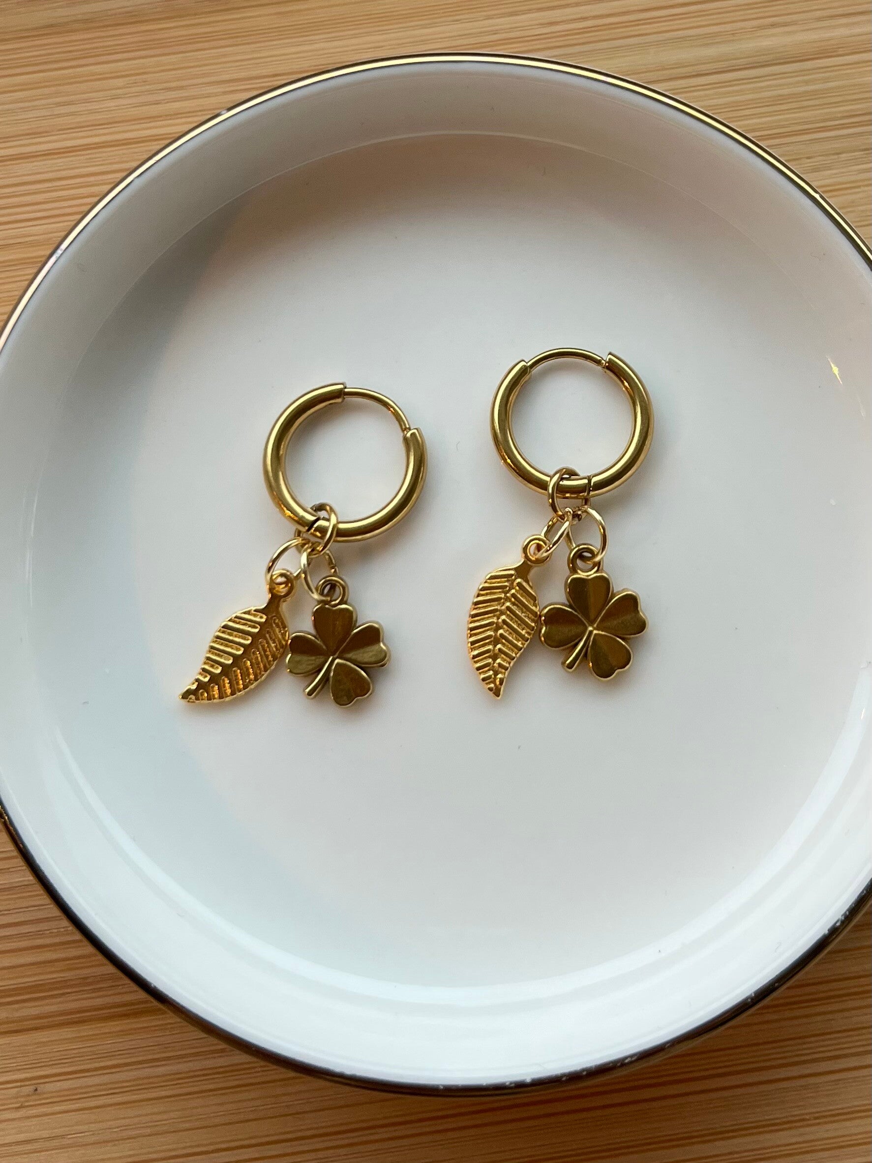 Oorbellen blad en klavertje