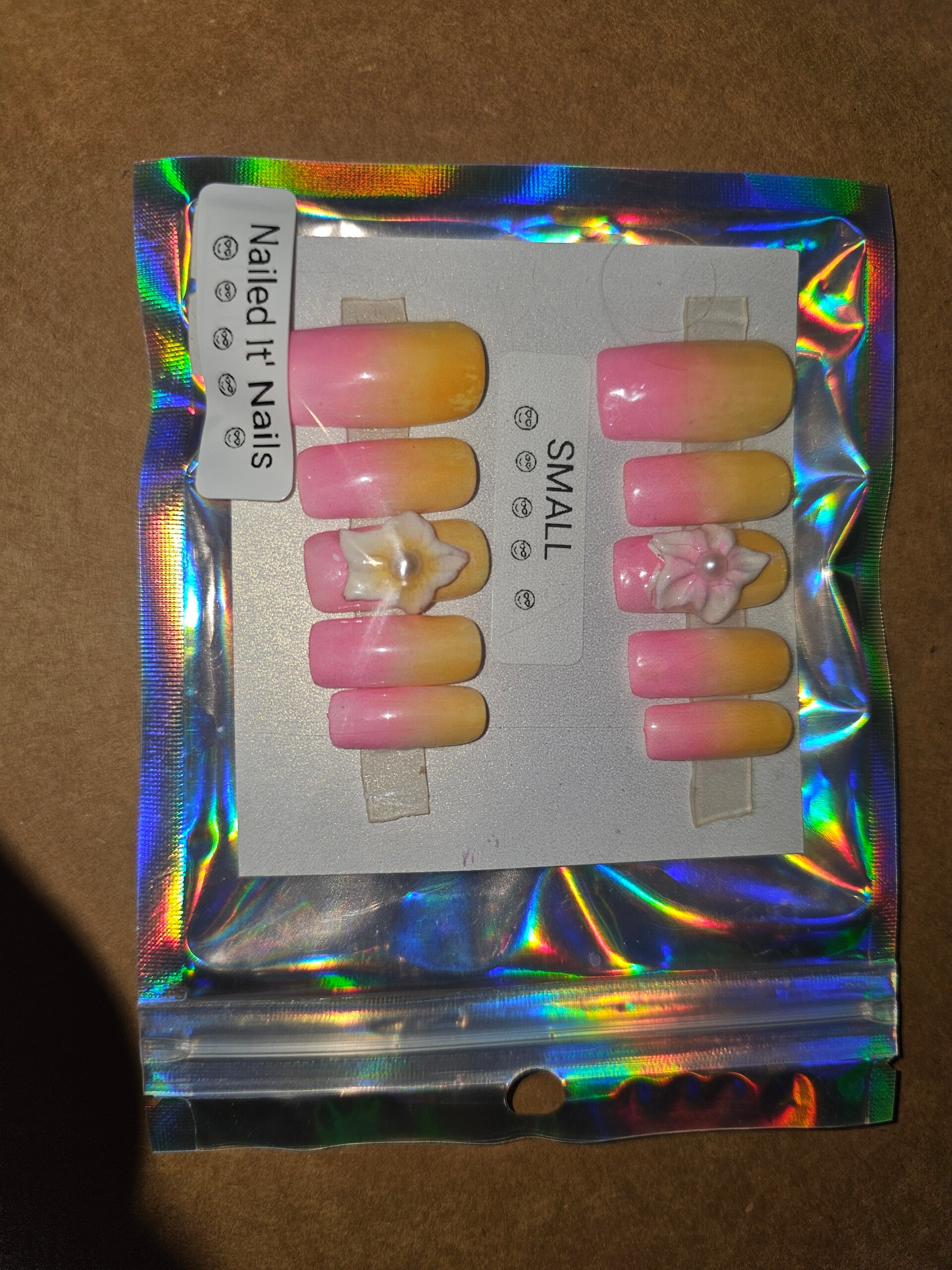 Pink & Orange Element Nails