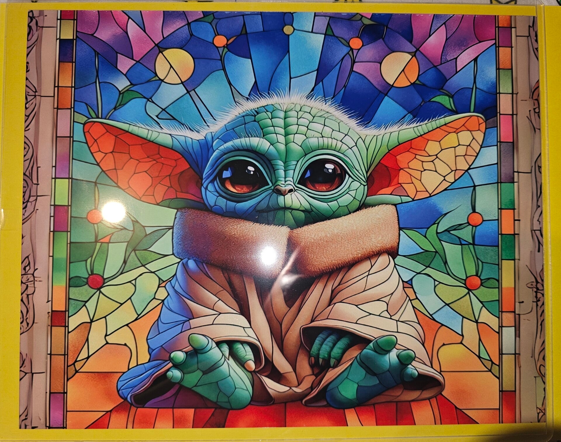 🌟 Baby Yoda Stained Glass Metal Sign 🌟