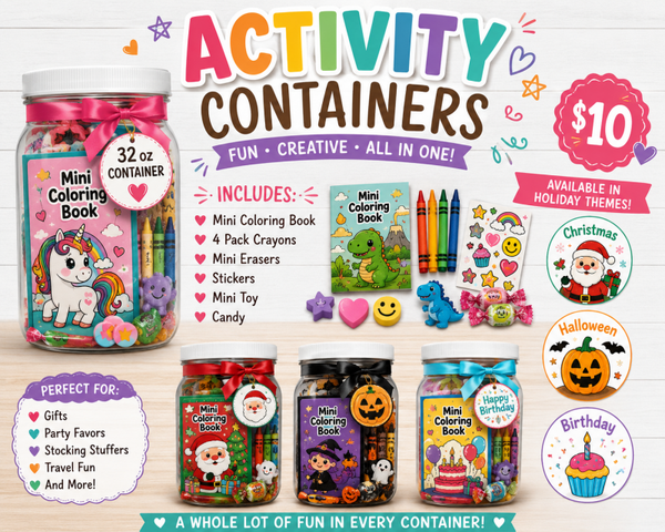 🎨🎉 ACTIVITY CONTAINERS – $10 🎉🎨