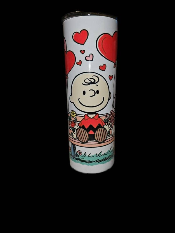 🌟 Charlie Brown Hearts 20oz Tumbler 🥜💛