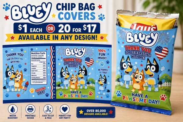 Bluey Chip Bag Covers