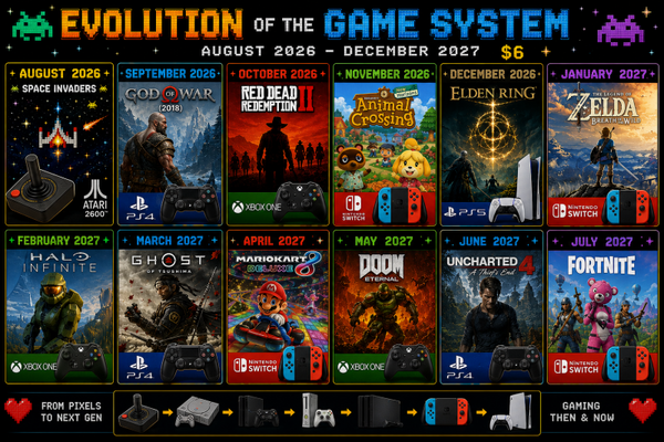 🎮 Evolution of the Game System Calendar (August 2026 – December 2027)