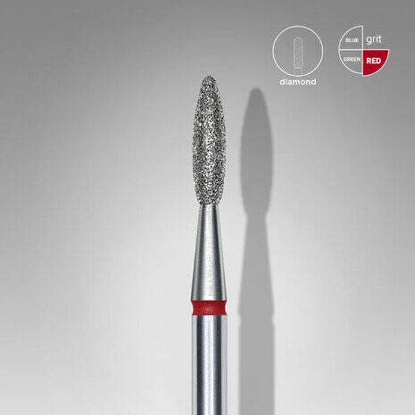 Staleks - Diamond nail drill bit 'flame' red 2.1mm 8mm