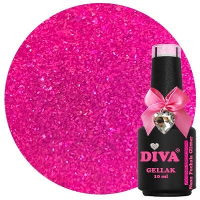 Diva Gellak Neon Party Bubbles-Neon Fuchsia Glitter 10ml