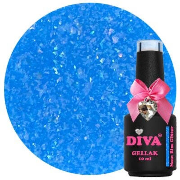 Diva Gellak Neon Party Bubbles-Neon Blue Glitter 10ml