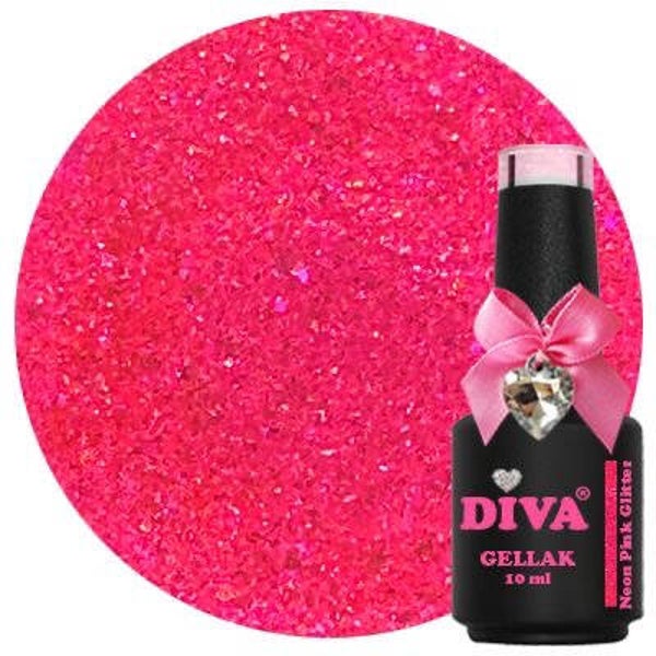 Diva Gellak Neon Party Bubbles-Neon Pink Glitter 10ml