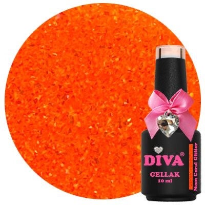 Diva Gellak Neon Party Bubbles-Neon Coral Glitter 10ml