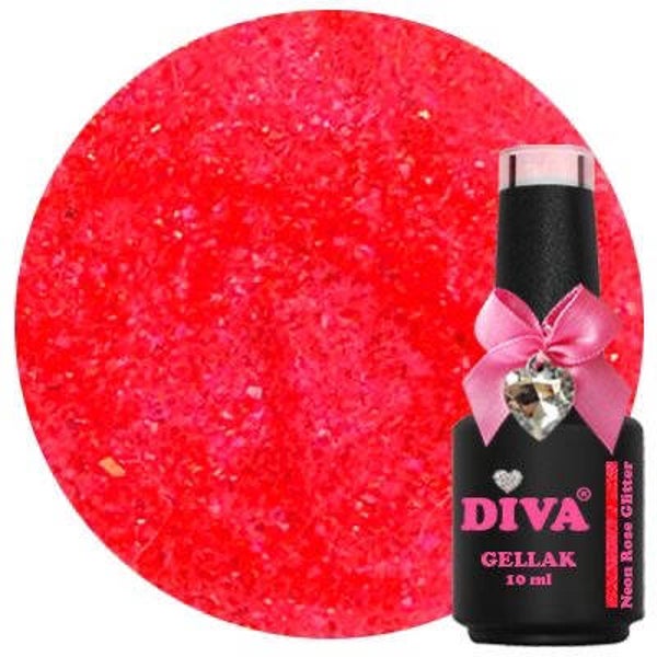 Diva Gellak Neon Party Bubbles-Neon Rose Glitter 10ml