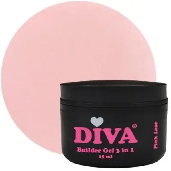 DIVA Builder Gel LOW HEAT 3-in-1 PINK LACE 15ml