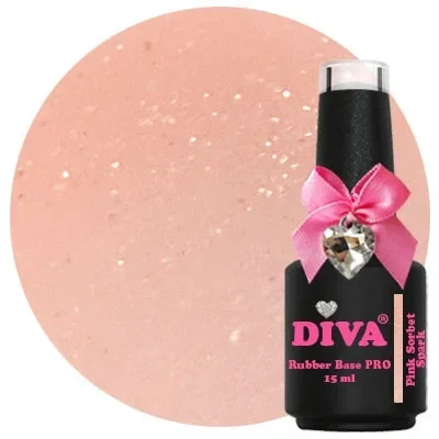 DIVA Rubber Basecoat Classic - Pink Sorbet Spark 15 ml PRO
