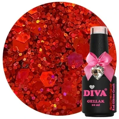 Diva Gellak Flame of Passion - Red Glitter Crush 10ml