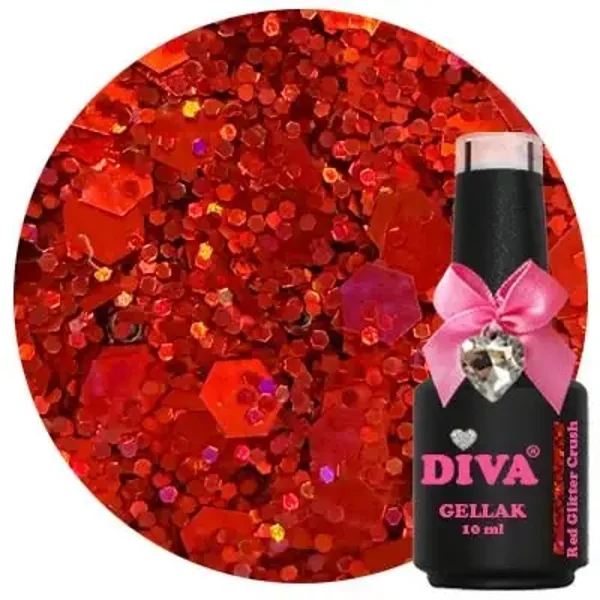 Diva Gellak Flame of Passion - Red Glitter Crush 10ml