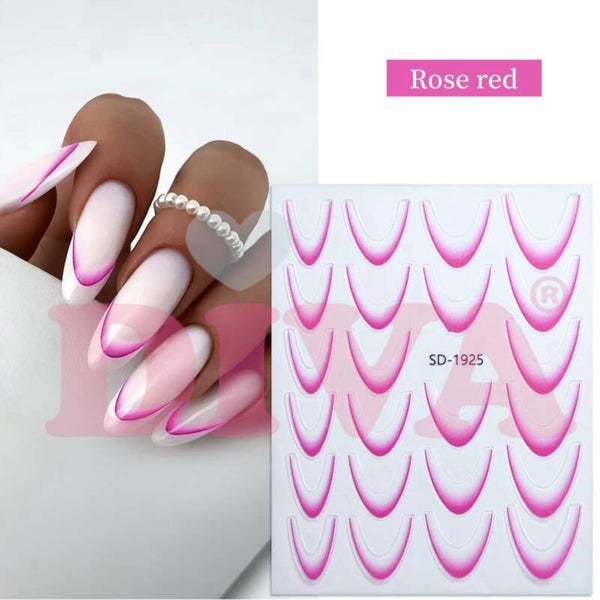 Faded French Smile Sticker Rose Red