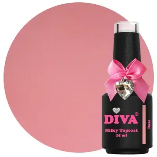 DIVA Milky Glass Topcoat Rose - No Wipe 15 ml