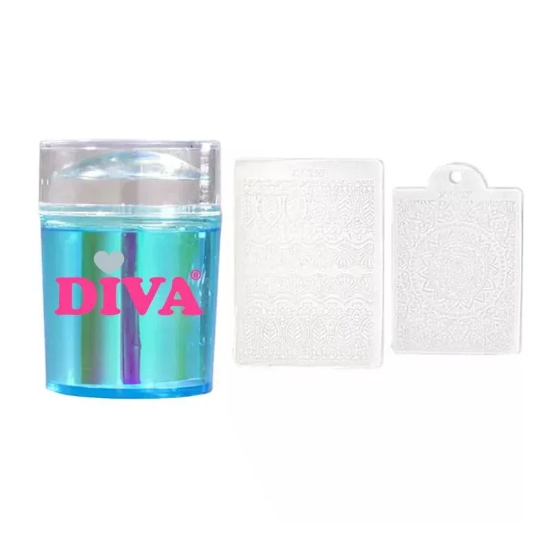 Diva Holo Rainbow Stamper Blue (inclusief 2 kleine plaatjes)