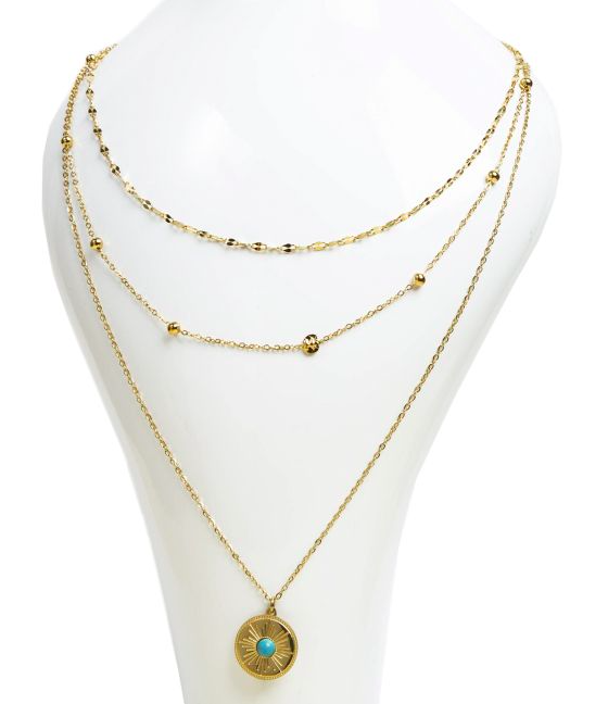 Collier - Triple Rang Soleil & Turquénite