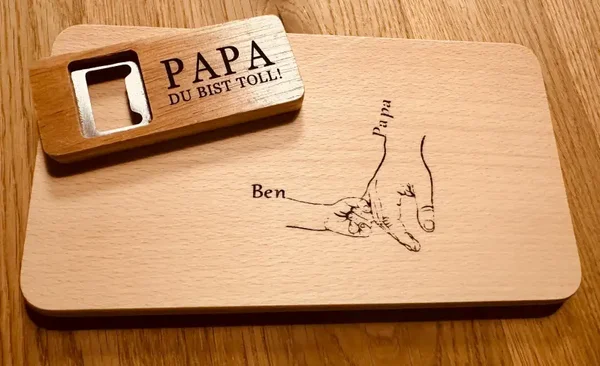Geschenk Set Frühstücksbrettchen + Flaschenöffner