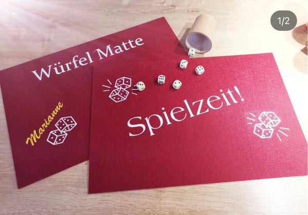 Würfelmatte ,Spielzeit , Filz, Spieleabend, personalisiert, Würfel mit Stil.