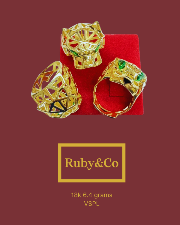 18K Saudi Gold Panther Ring