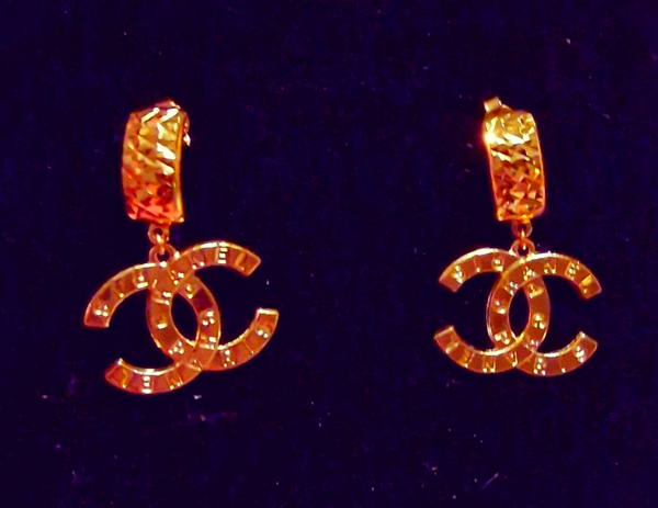 CC Dangling Earrings 18K Gold