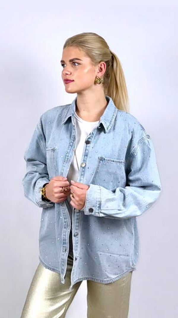 Denim glitter blouse