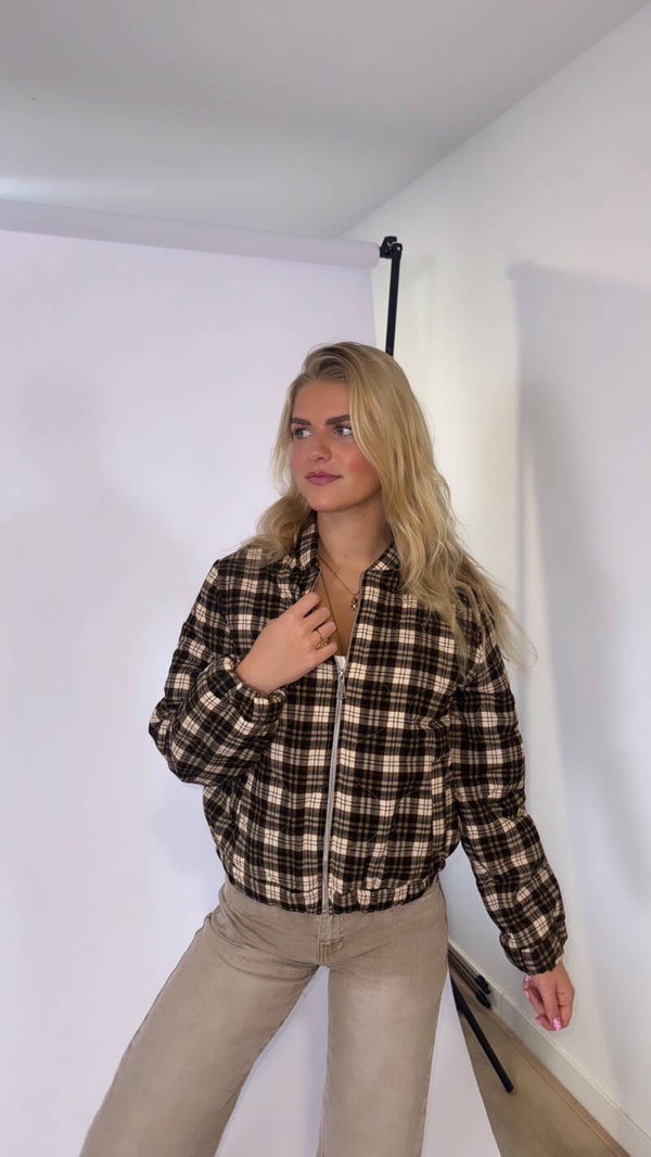 Geruite bomber jacket