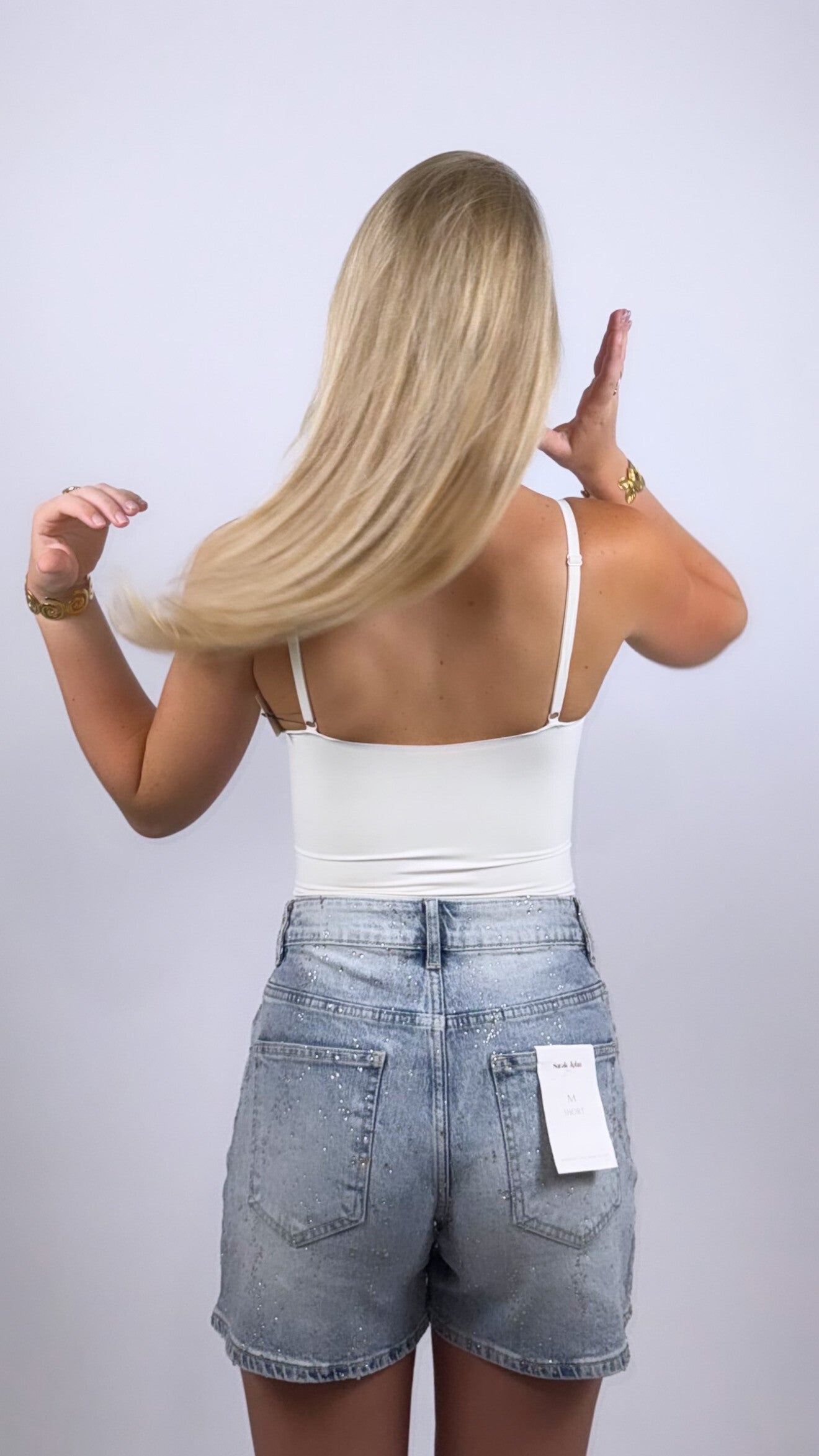 Denim glitter short