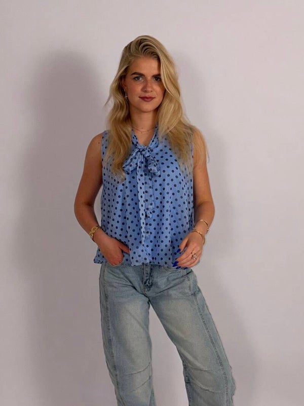 Blouse Polka Dots BLAUW