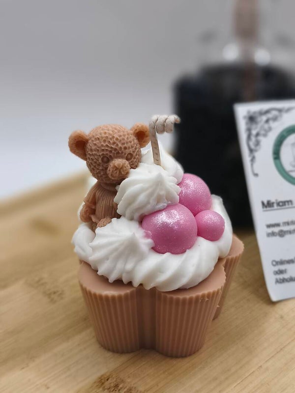 Muffin Kerze mit Teddy