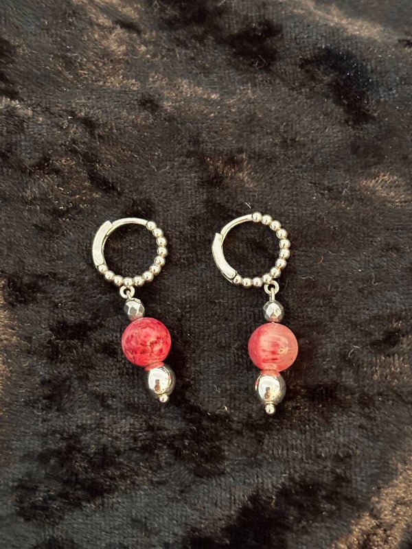 Prachtige set van rose aventurijn en rozenkwarts. Oorbellen, ketting en armband