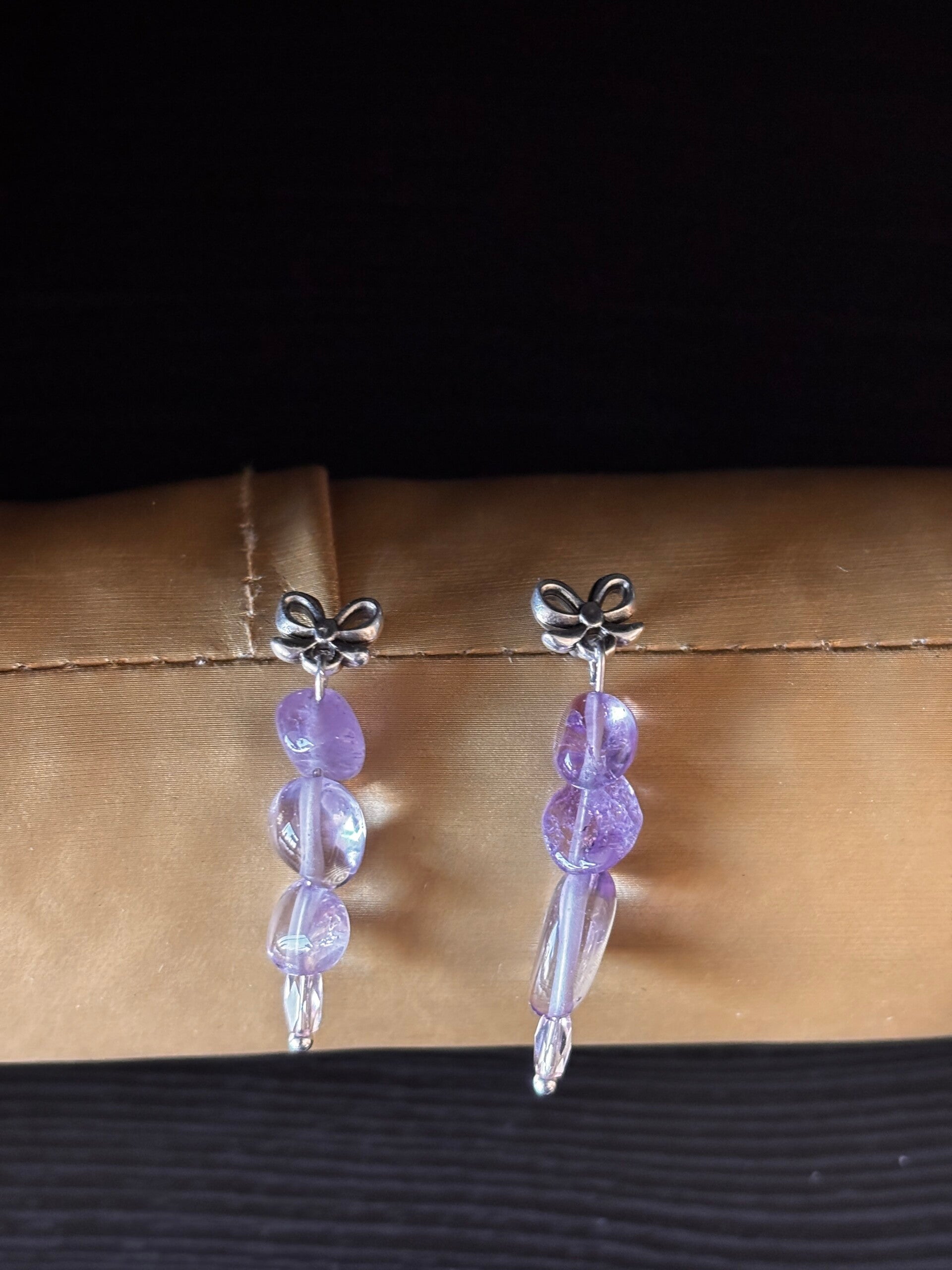 Amethist oorbellen met zilveren oorstekers