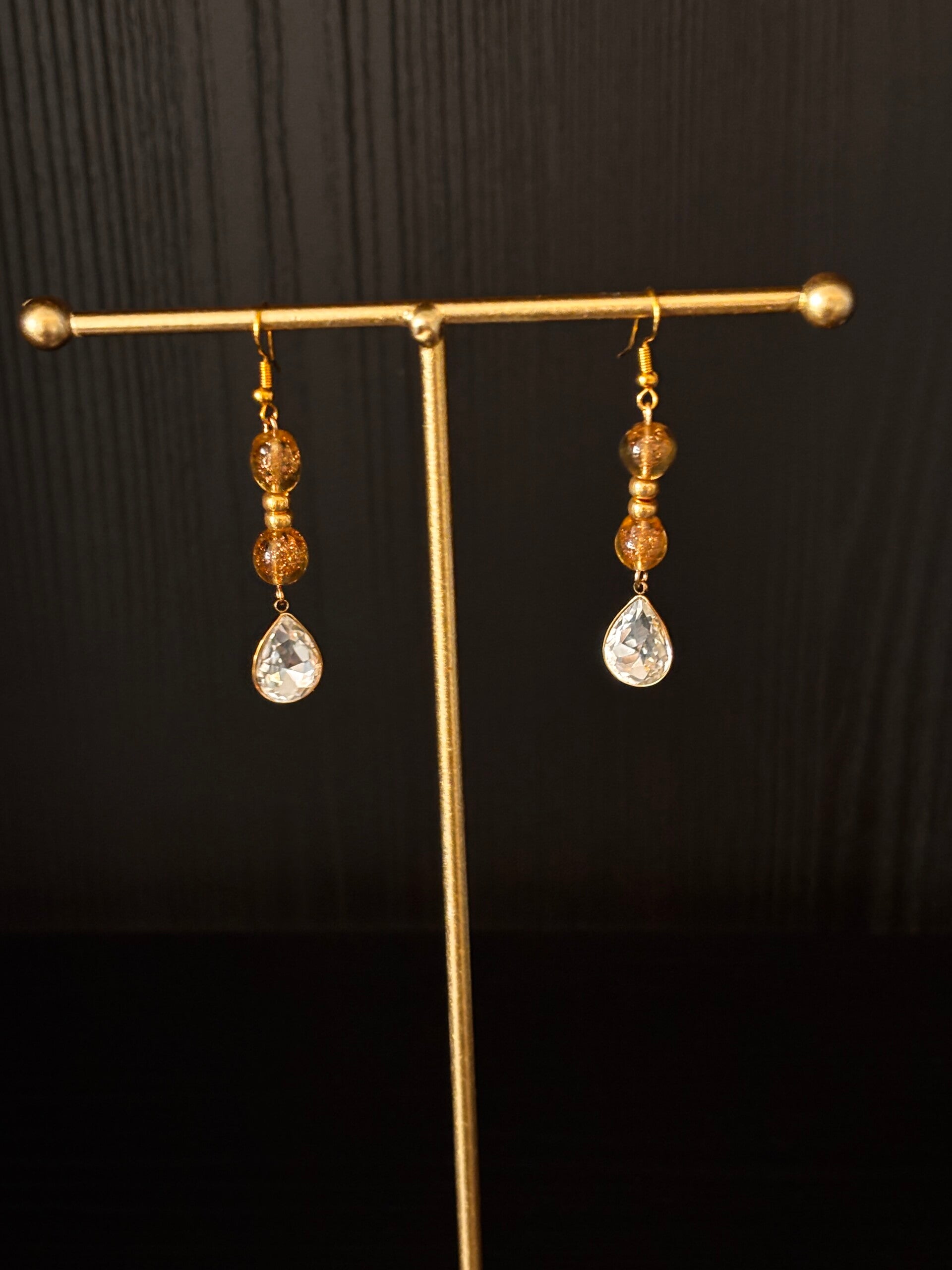 Feestelijke luxe Murano glas gouden oorbellen.