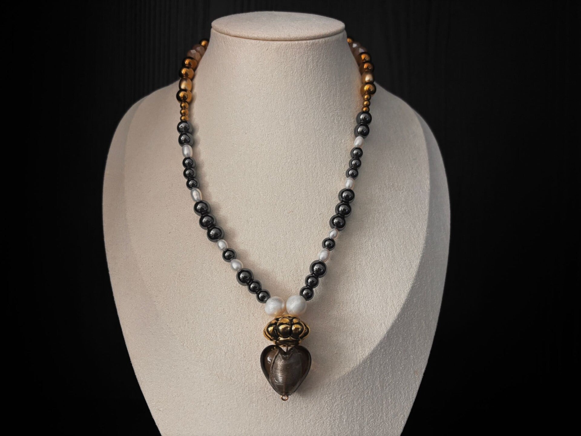 Statement ketting met glazen hart bedel