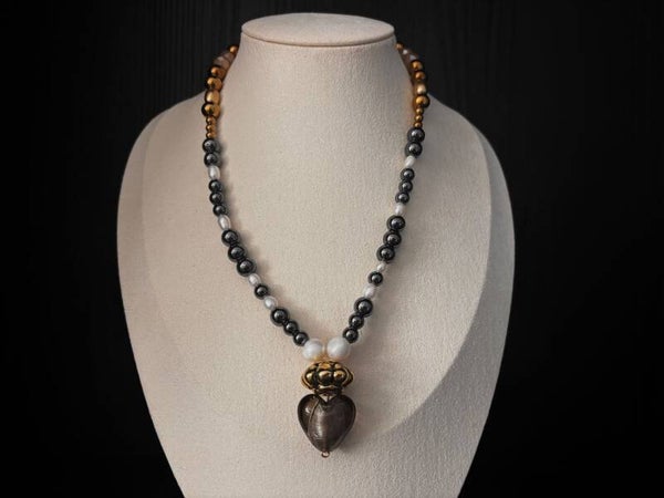 Statement ketting met glazen hart bedel