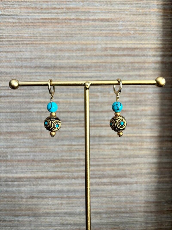 Bohemian oorbellen met turquoise