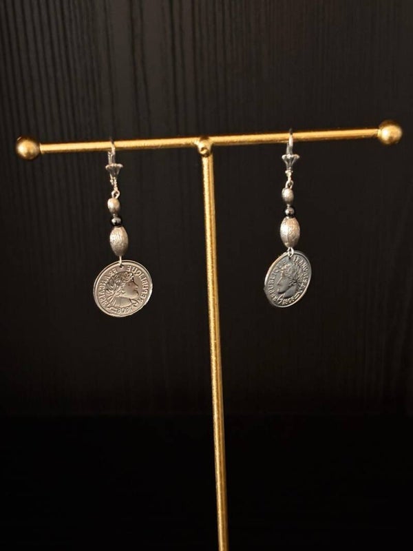 Muntbedel oorbellen zilver