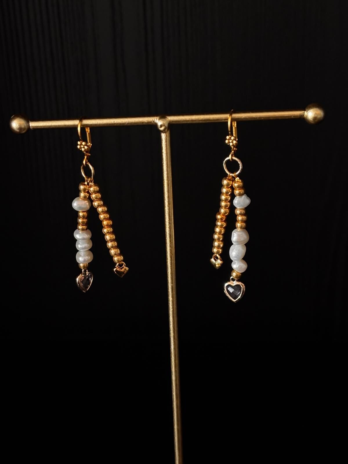 Dubbele hanger oorbellen goud