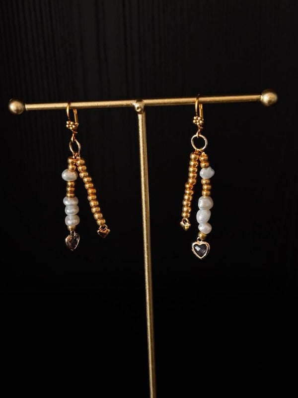 Dubbele hanger oorbellen goud
