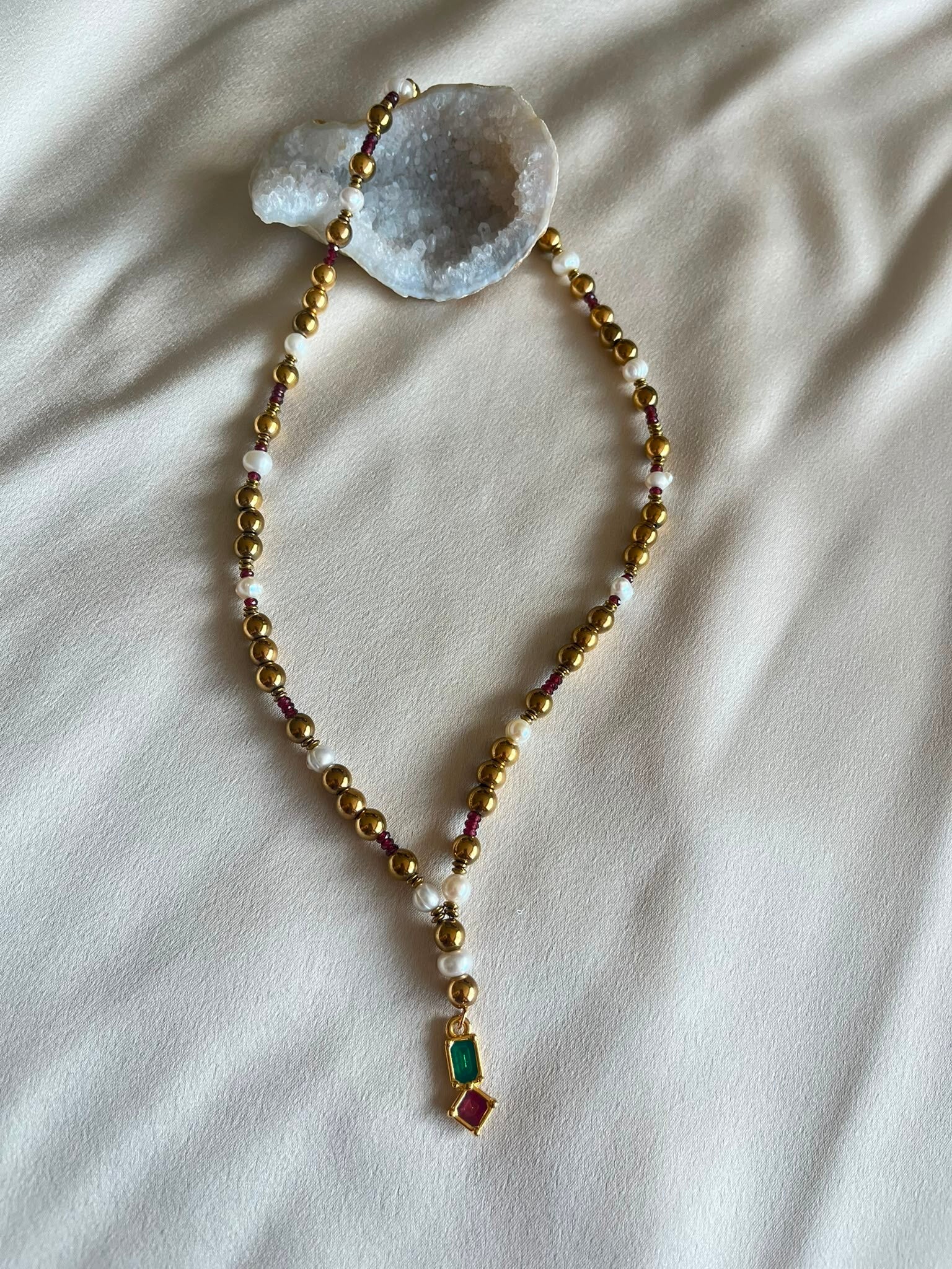 Gouden Y-ketting met prachtige bedel
