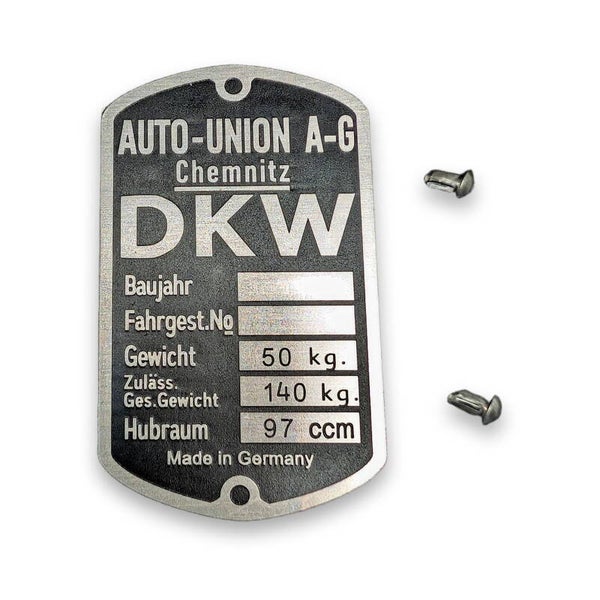 Typeplaat met kerfstiften DKW RT 100 (175705 + 2532)