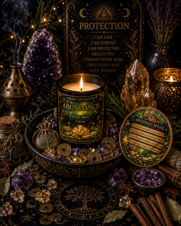 ✨ ABUNDANCE CANDLE ✨with crystal and prayer
