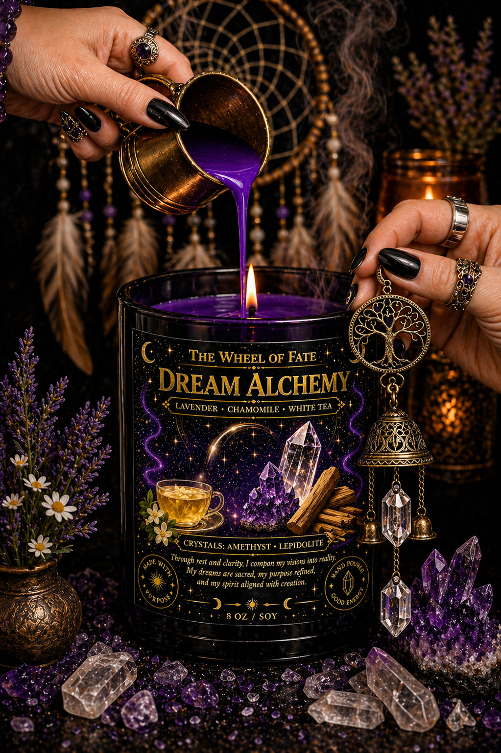 Dream Big Candle  Crystal Pairing: Amethyst • Clear Quartz