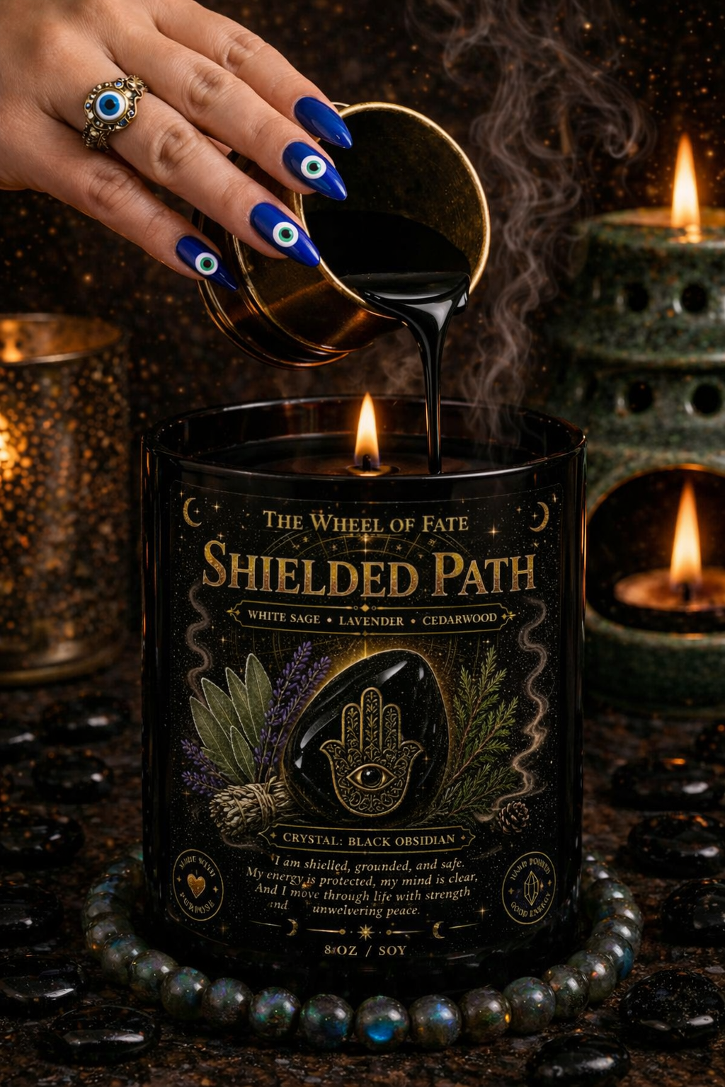 Protection Energy Candle Crystal Pairing: Black Obsidian