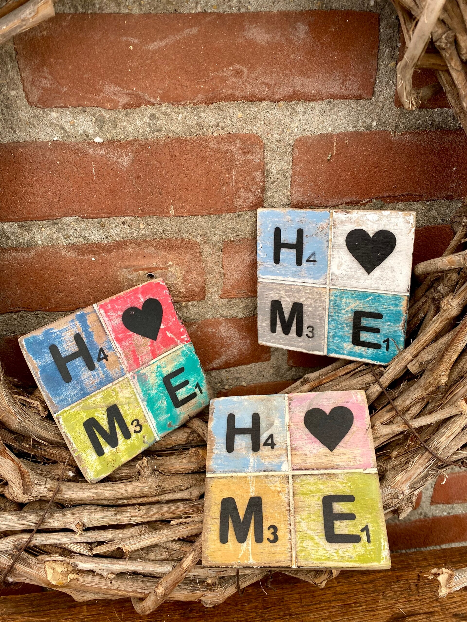 Onderzetters/decoratieblokjes “HOME”