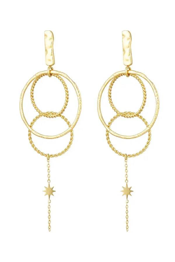 Oorbellen cirkels met ketting - goud